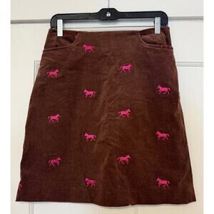 Vintage Lilly Pulitzer Corduroy Mini Skirt w/ Embroidered Pink Horses Size 4
